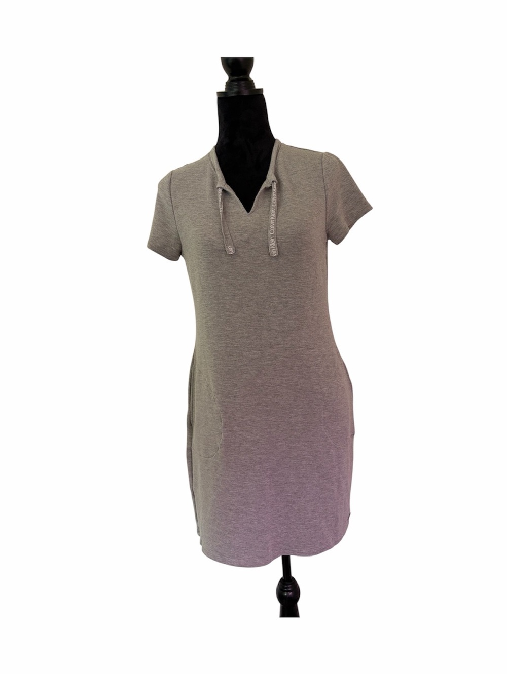 Calvin Klein Grey Short Sleeve V-Neck Swim Cover-Up with Tie Size M